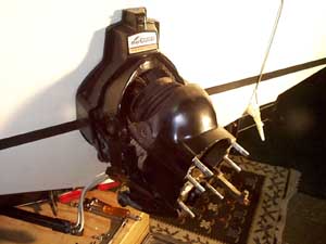 The bell housing on its way off.