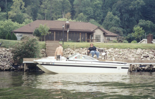 Jay standing, Laura on the bench. (Me floating on the tube with camera.)