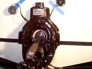 Engine alignment with the $70 metal stick. (This photo is before the bell housing was installed.)