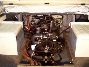 The T-bird's engine compartment.